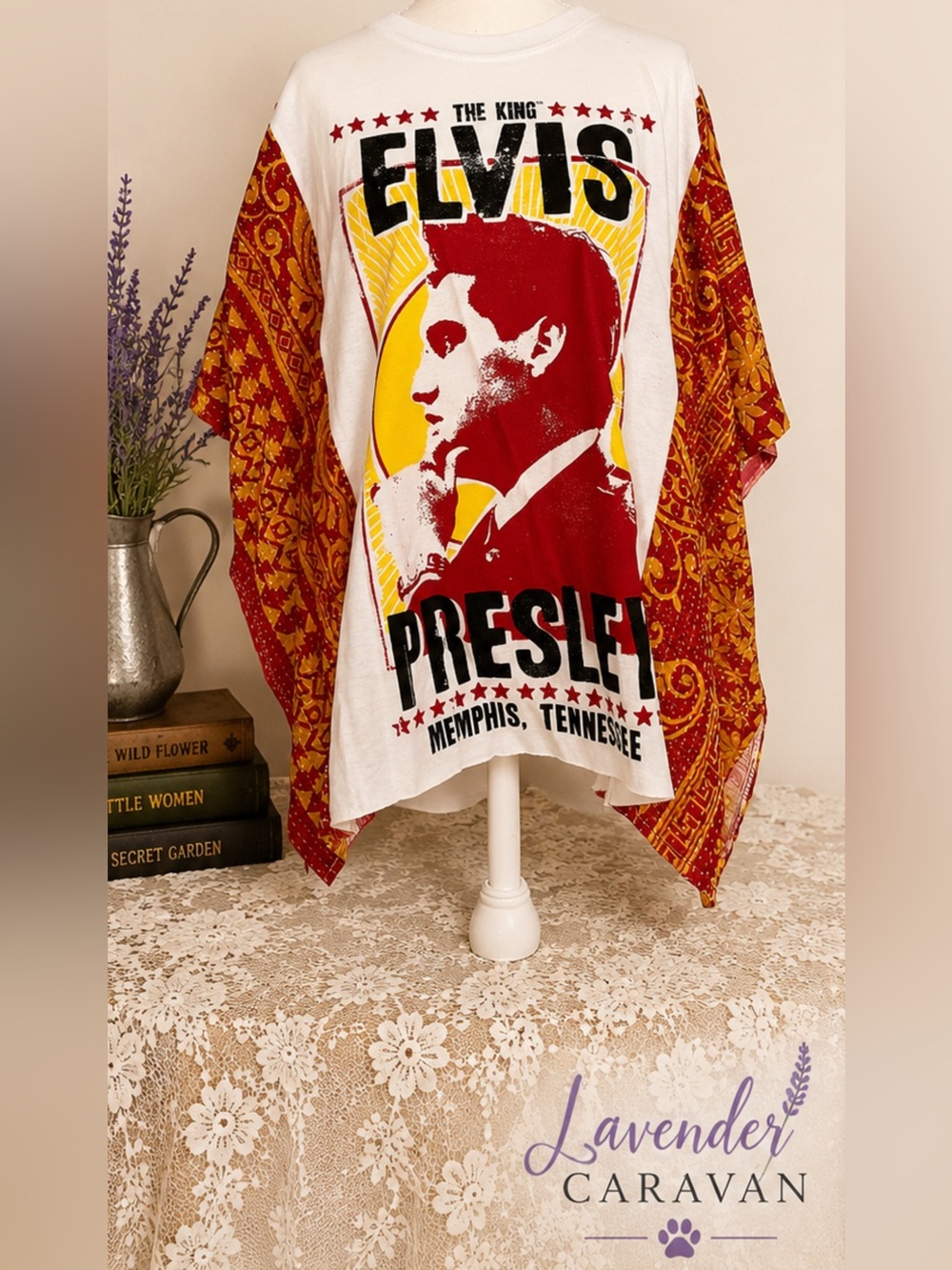 Elvis Presley Red & White Graphic Short Sleeve Tee